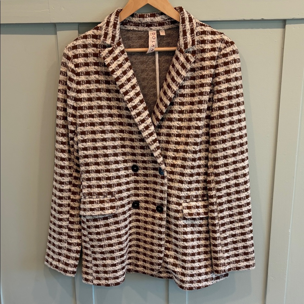 Anthropologie Dolan Left Coast Knit Houndstooth Blazer – Women’s Large - Picture 4 of 9